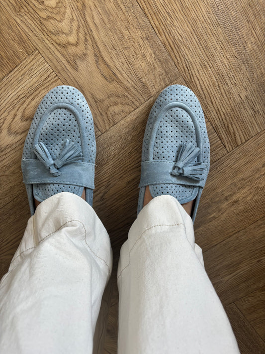 Schoen loafer lichtblauw