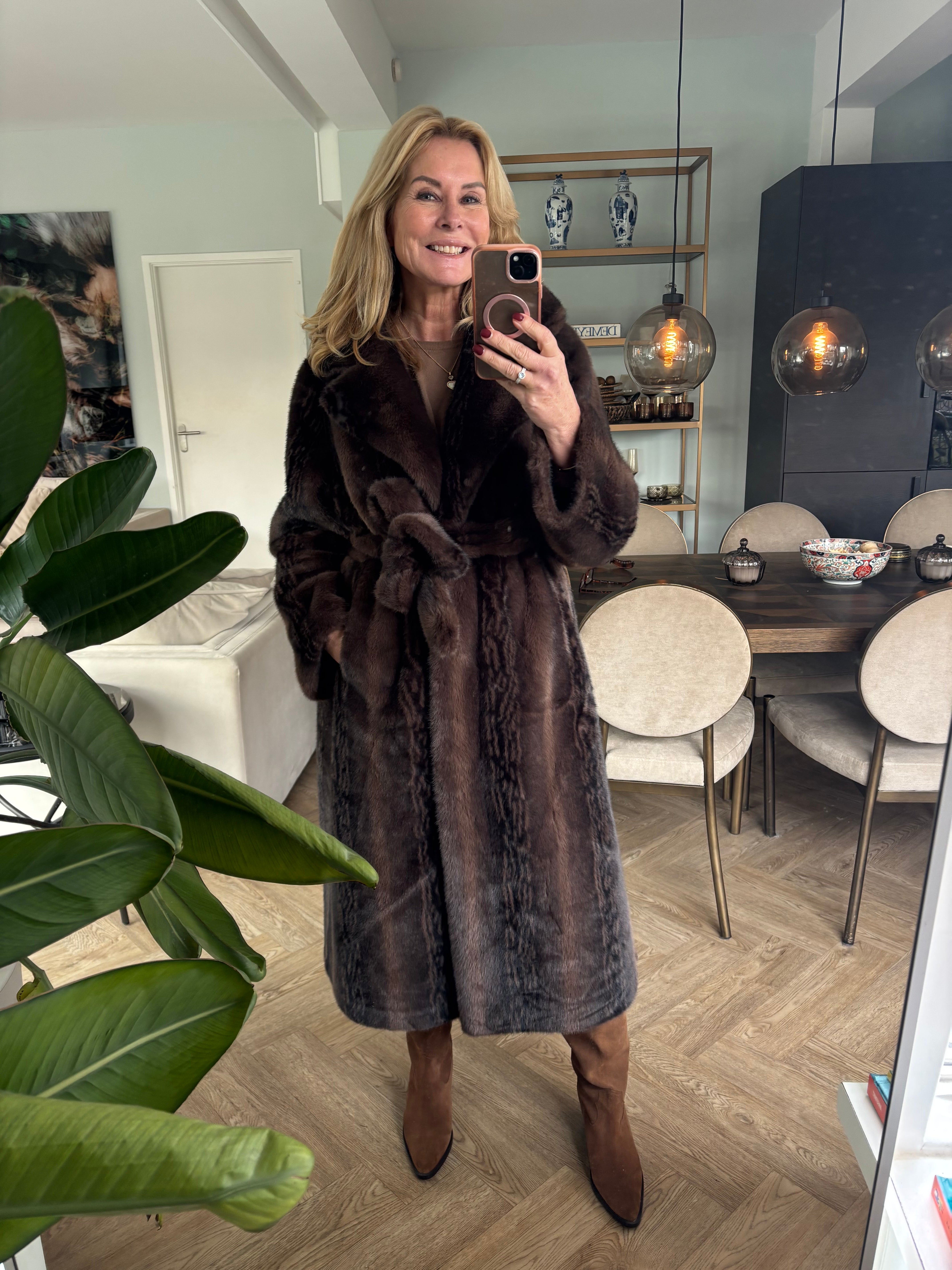 Fake fur jas lang chic