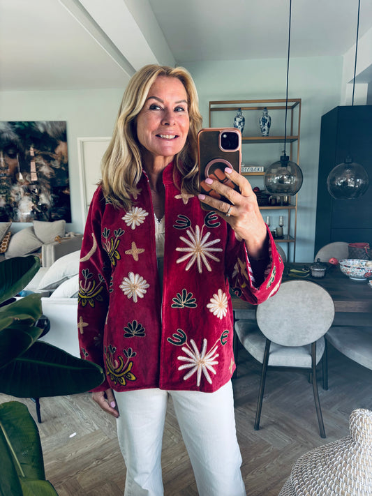 Jasje velvet rood panter