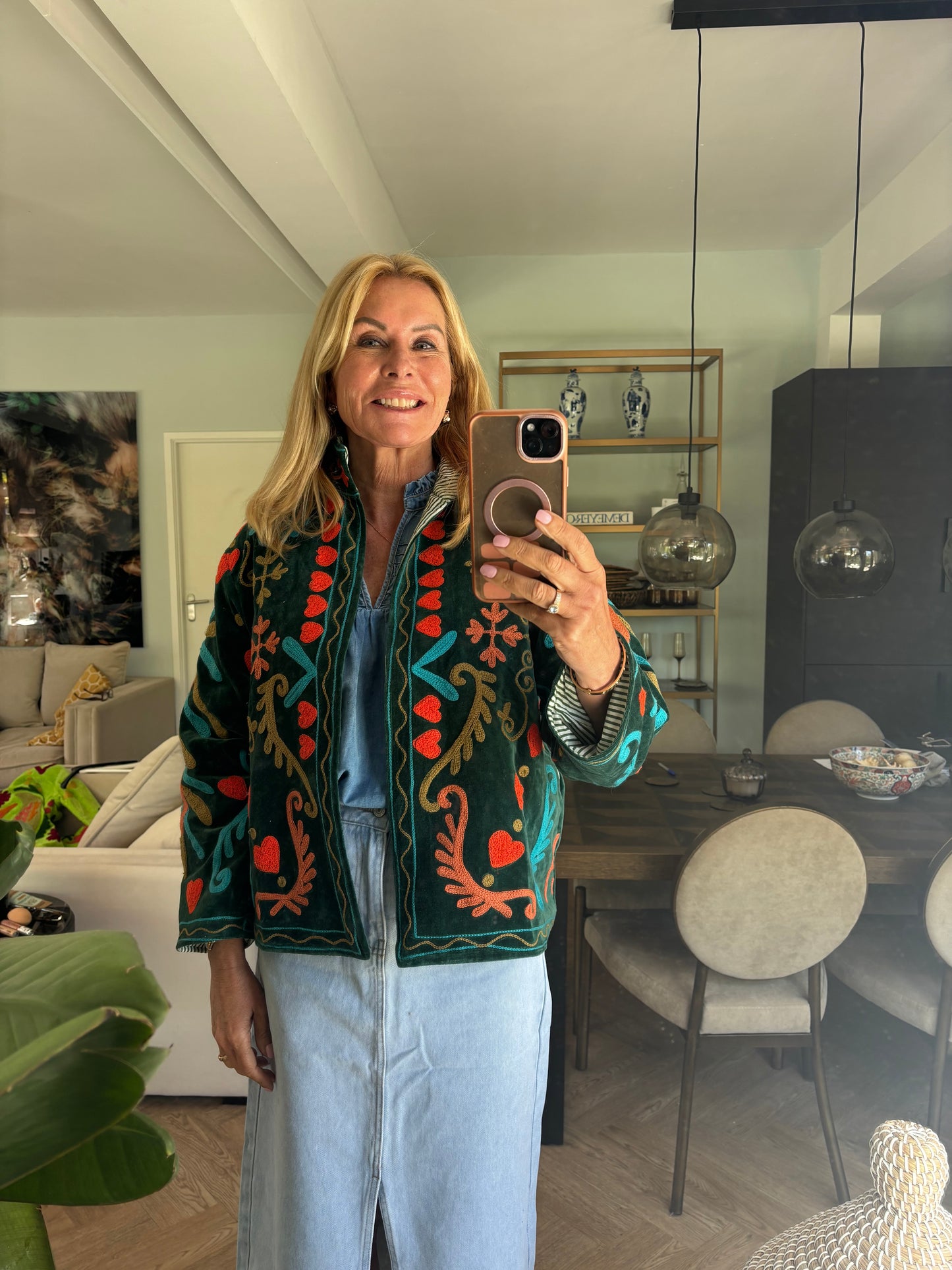 Jasje fluweel groen peace