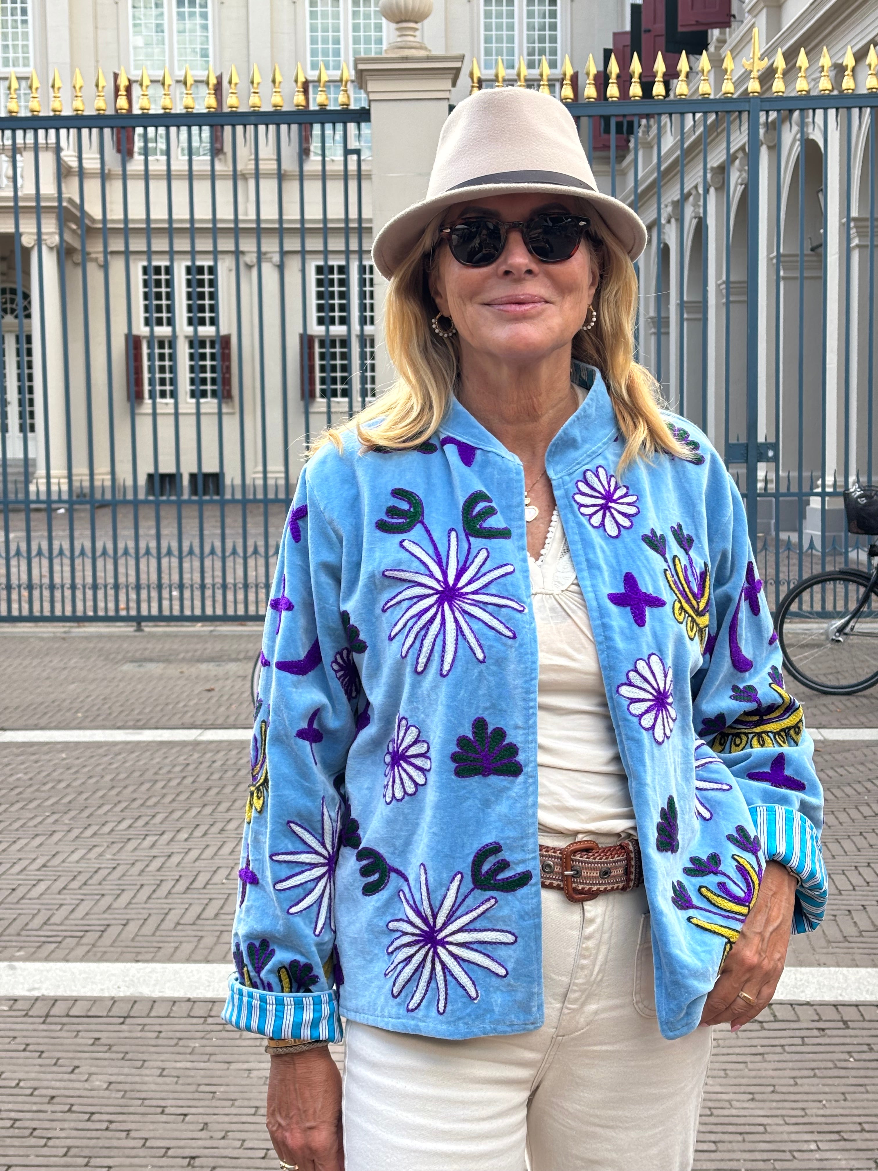 Jasje velvet light blue paars