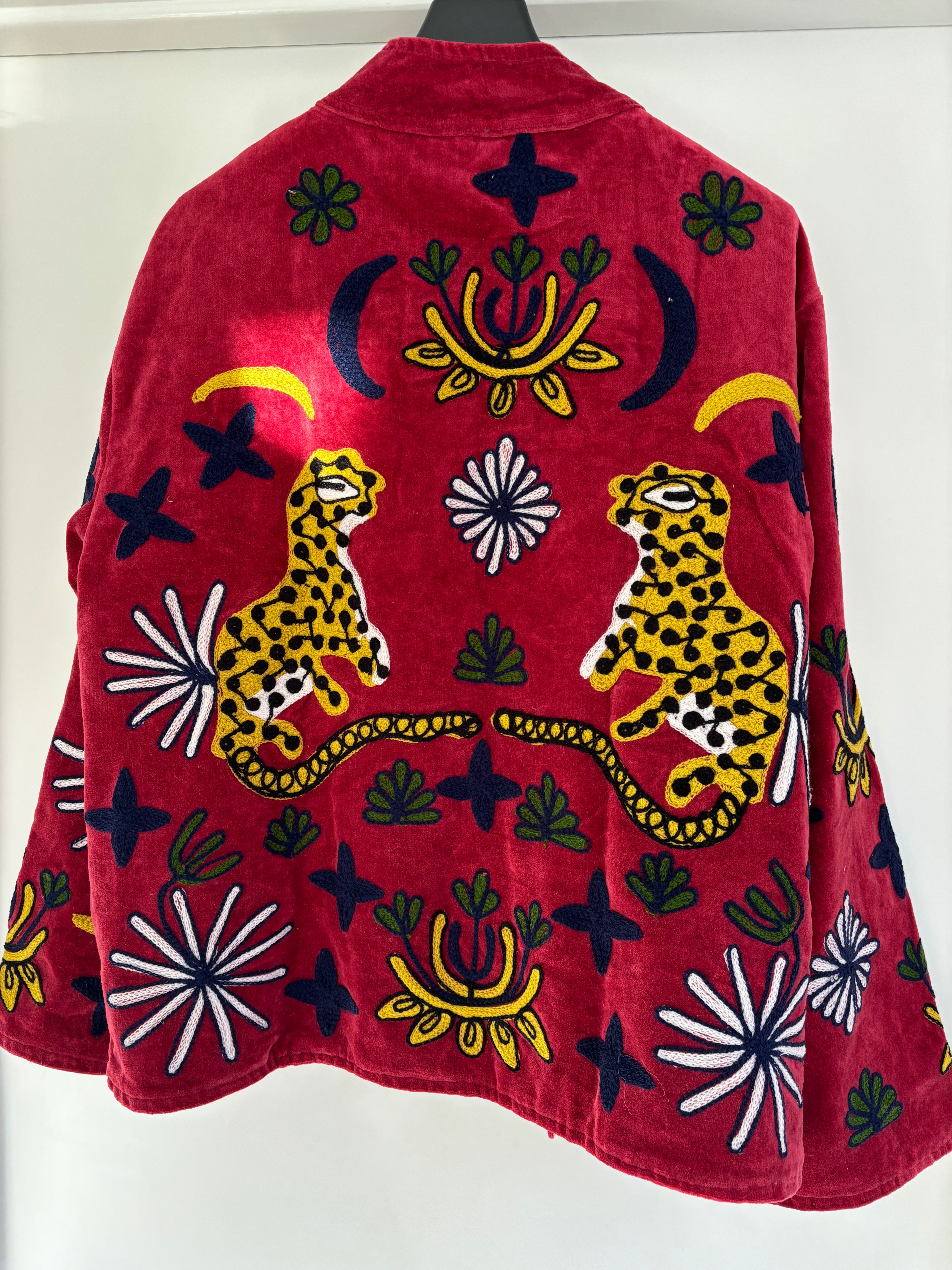 Jas velvet panter donker rood