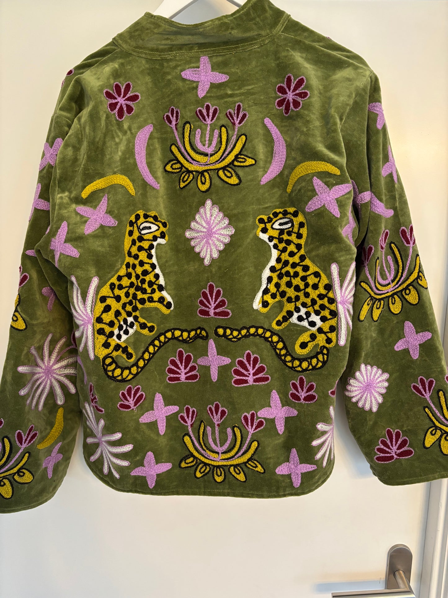 Jasje velvet olijf groen panter