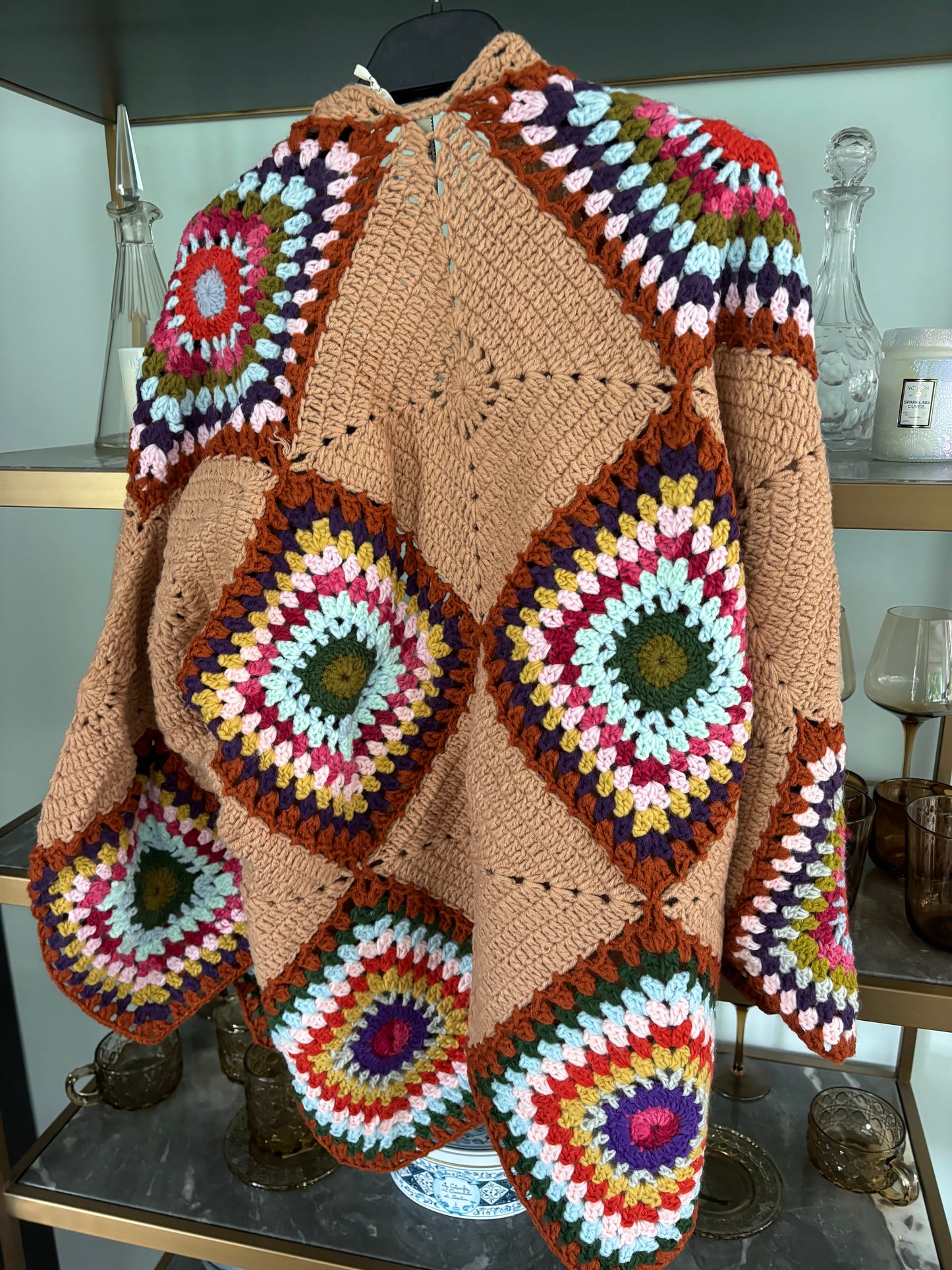 Handmade patchwork Cardigan camel