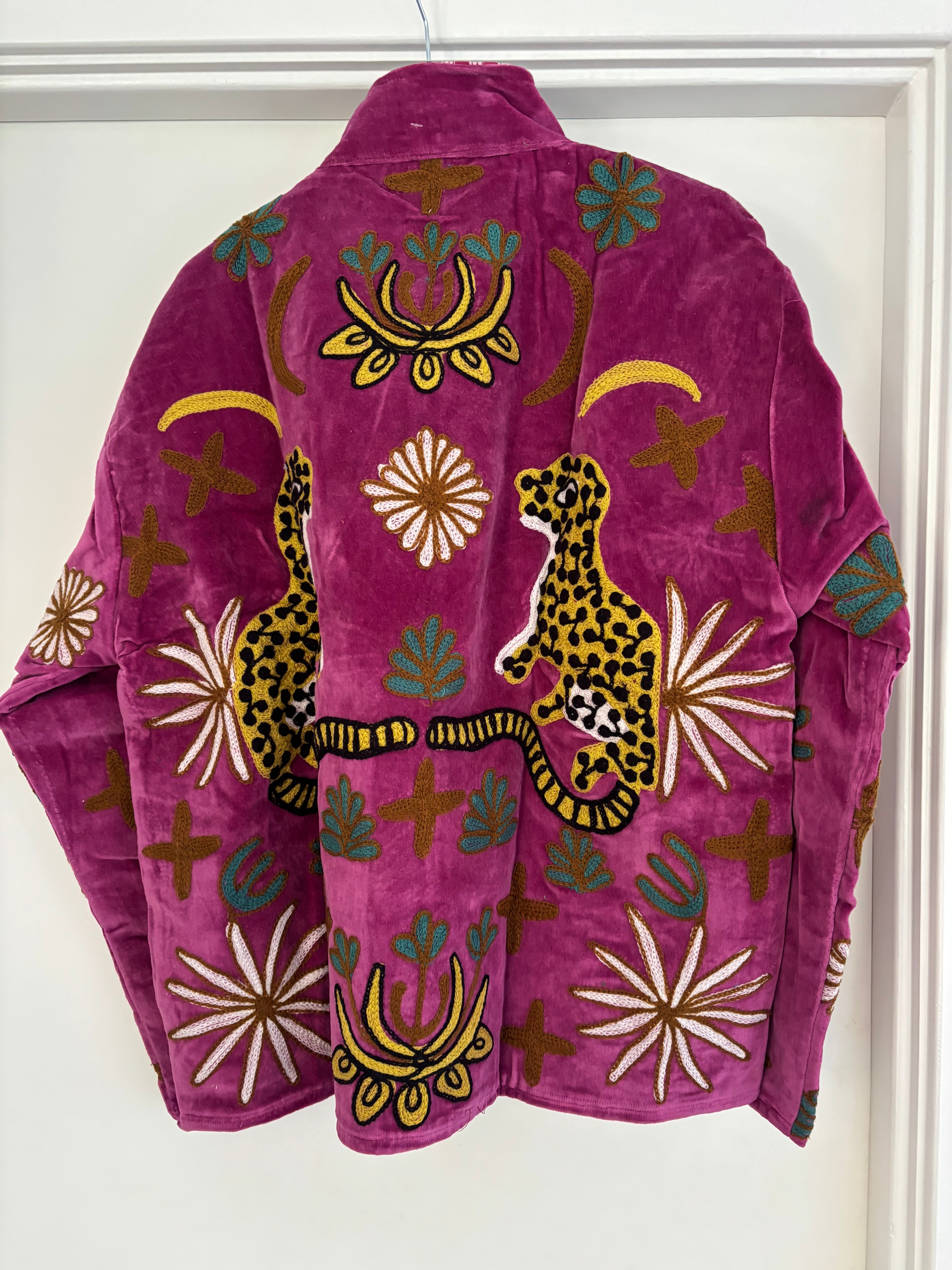Coat velvet tiger purple