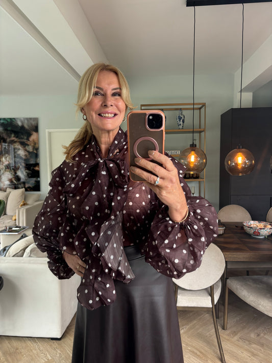 Party blouse bruin stip