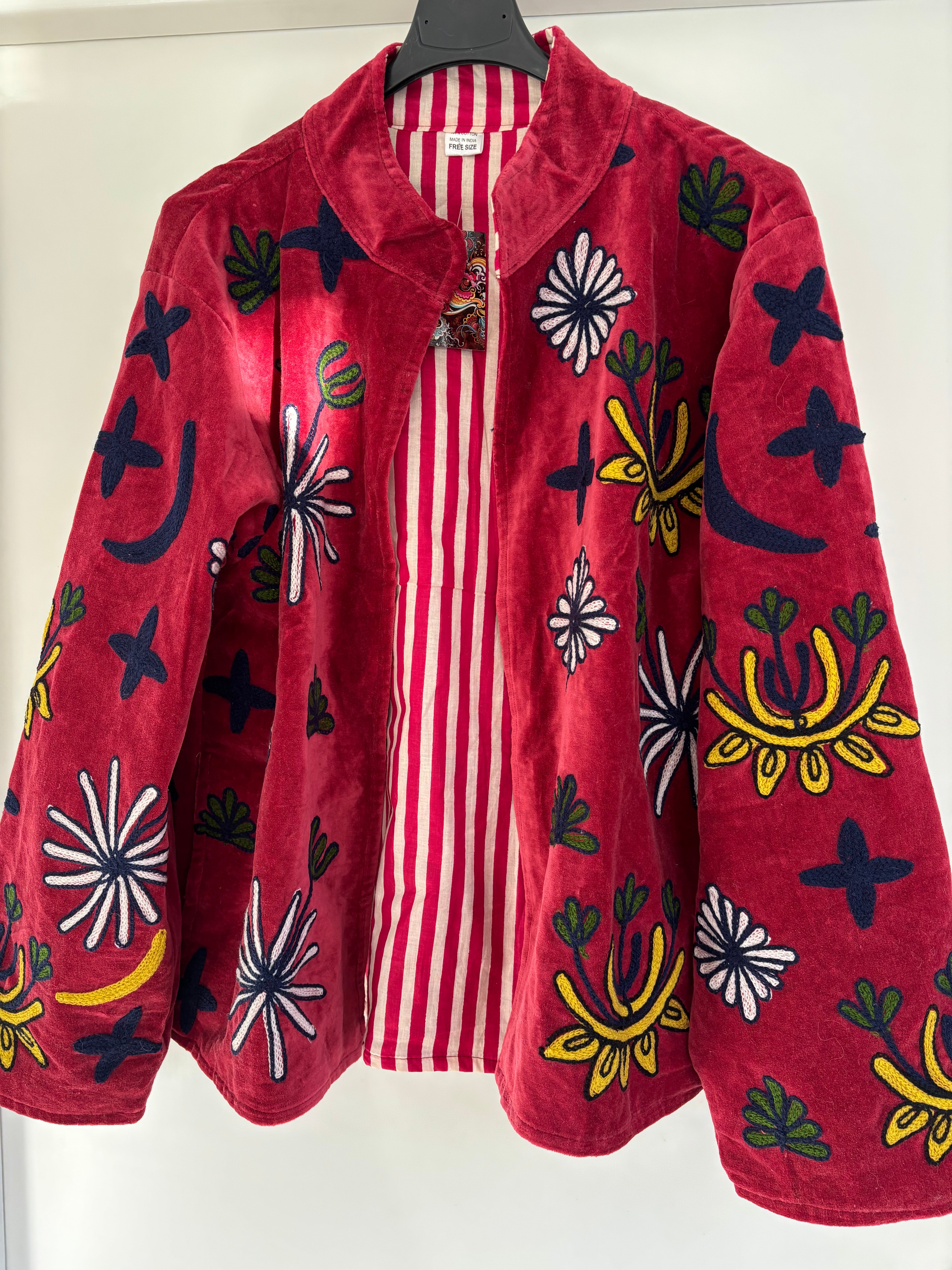 Jas velvet panter donker rood