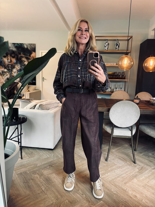 Blouse franje Chocolade