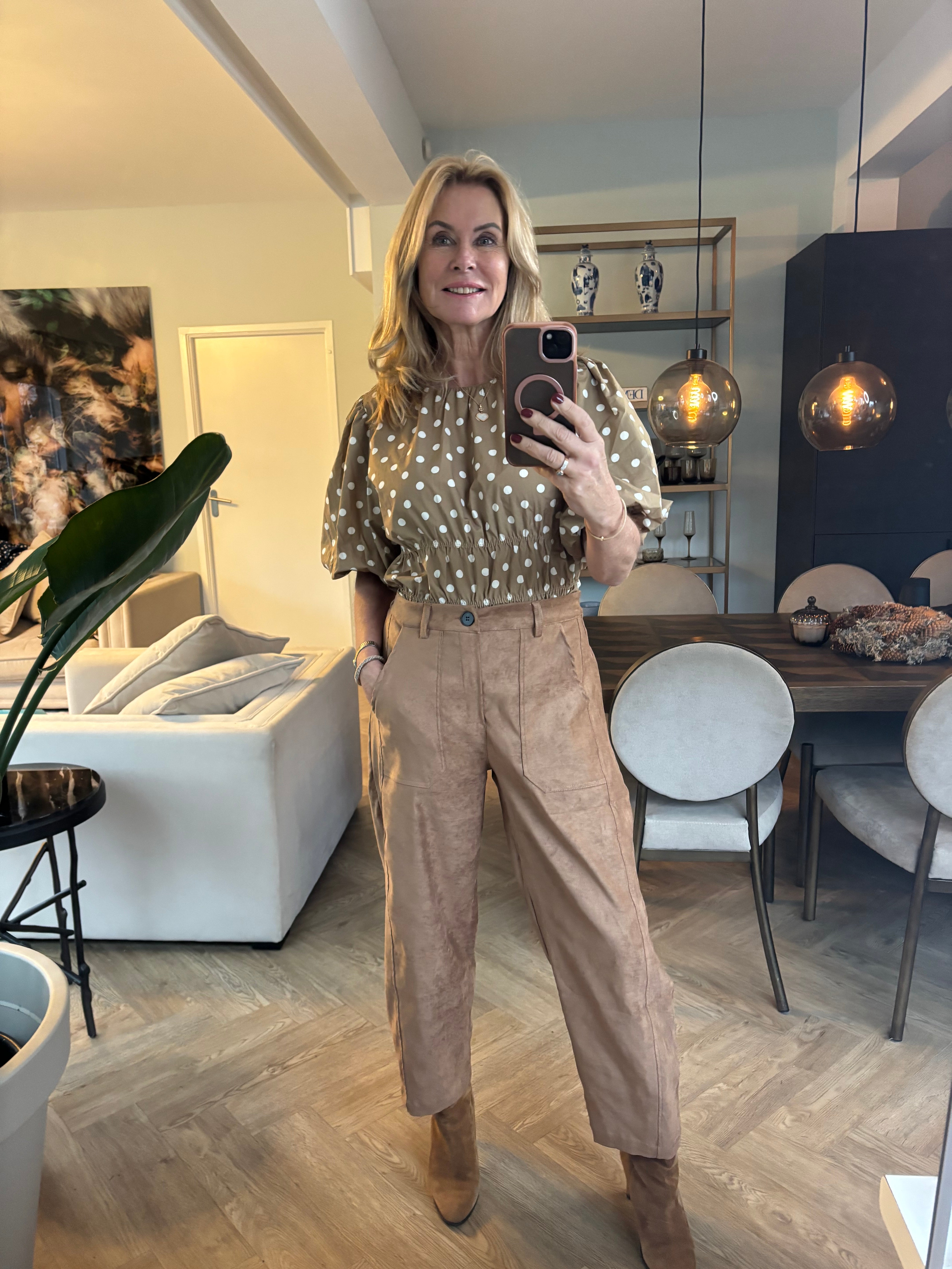 Pantalon suède look camel