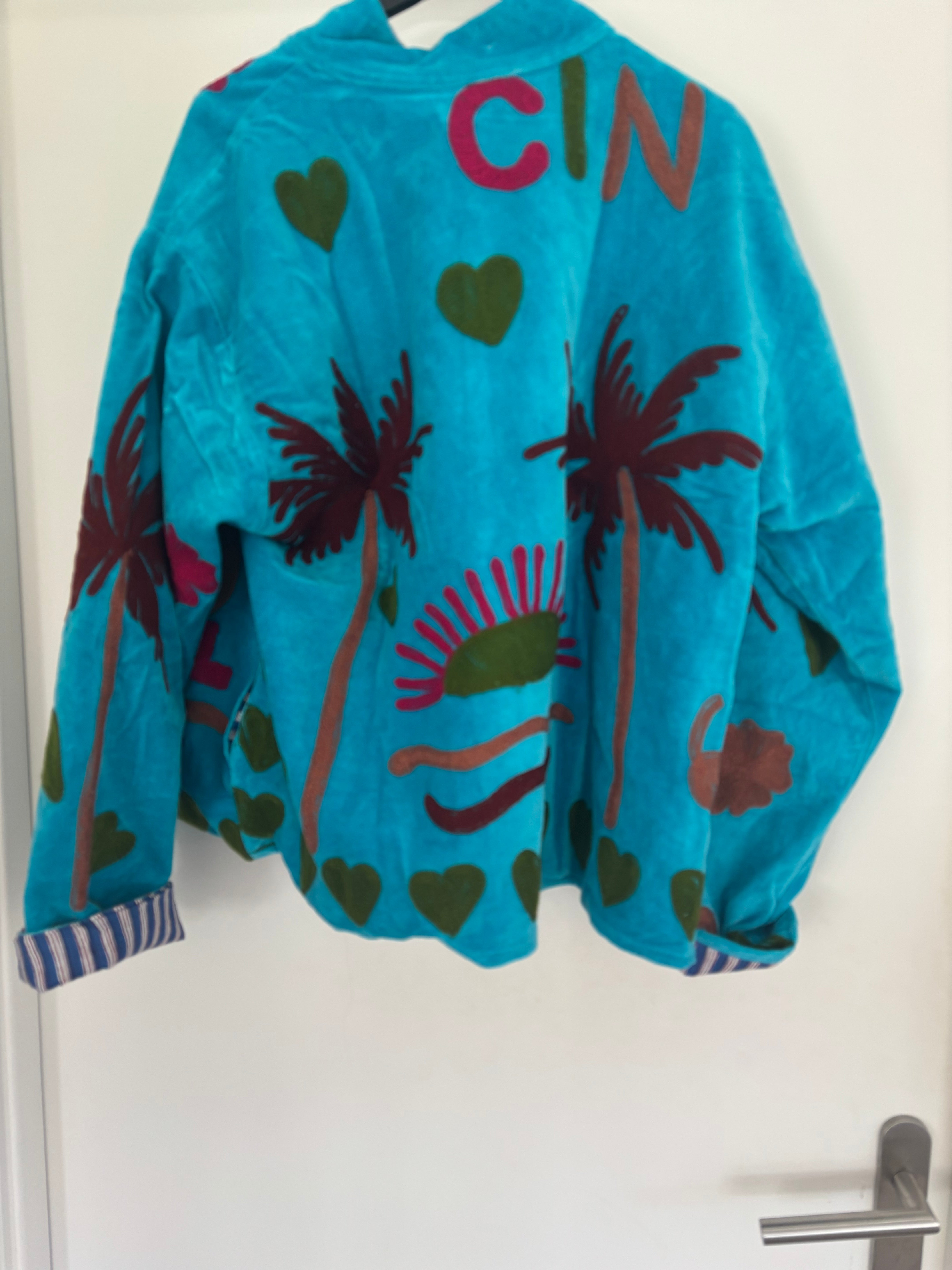 Jas fluweel aqua blauw