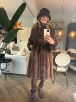 Fake furcoat brown long