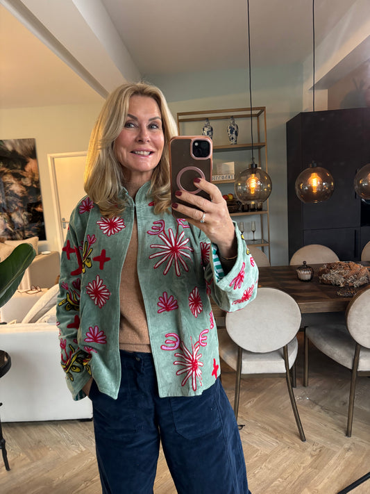 Jasje velvet panter zachtgroen