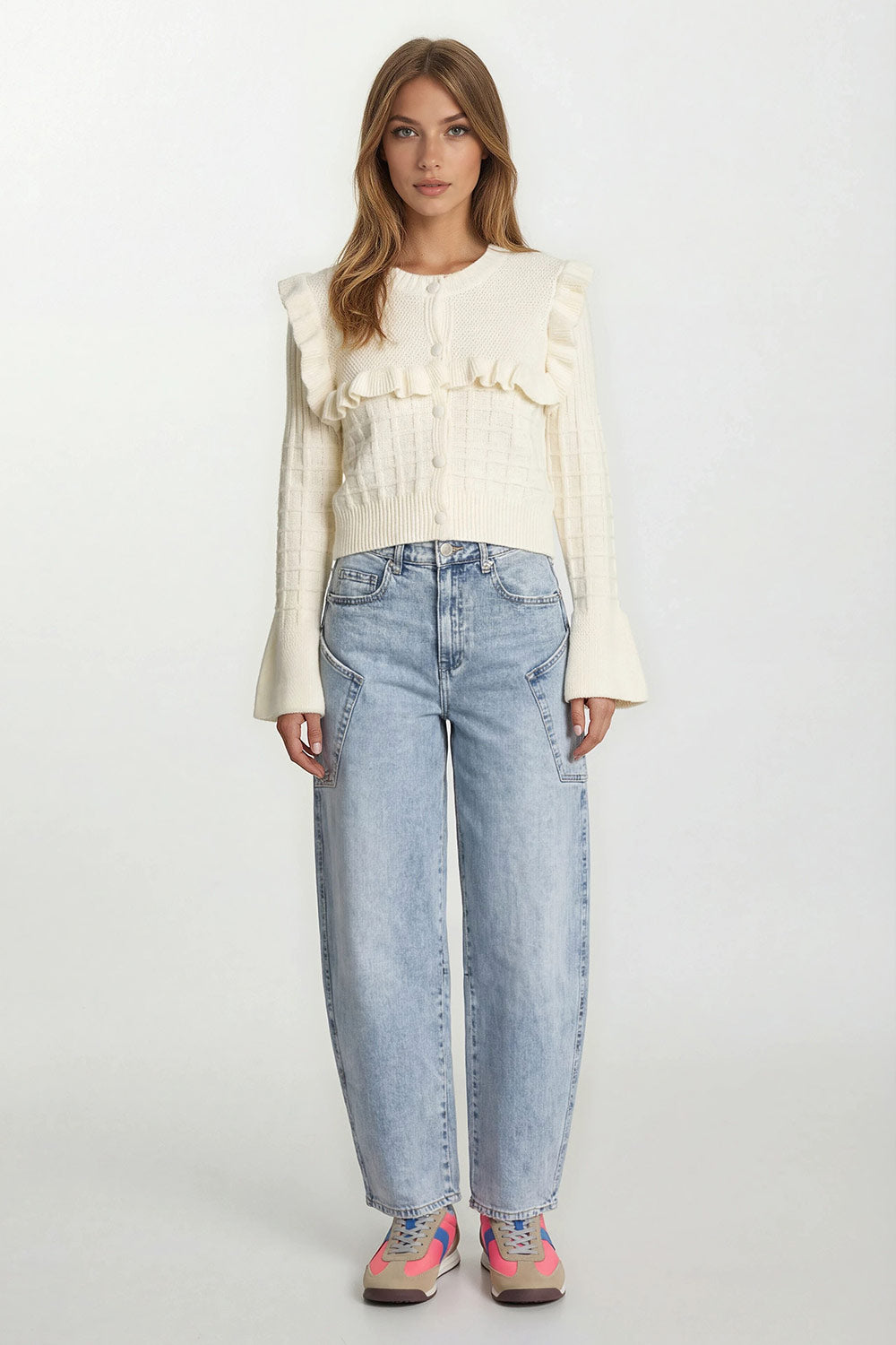 Vest ruffle ecru