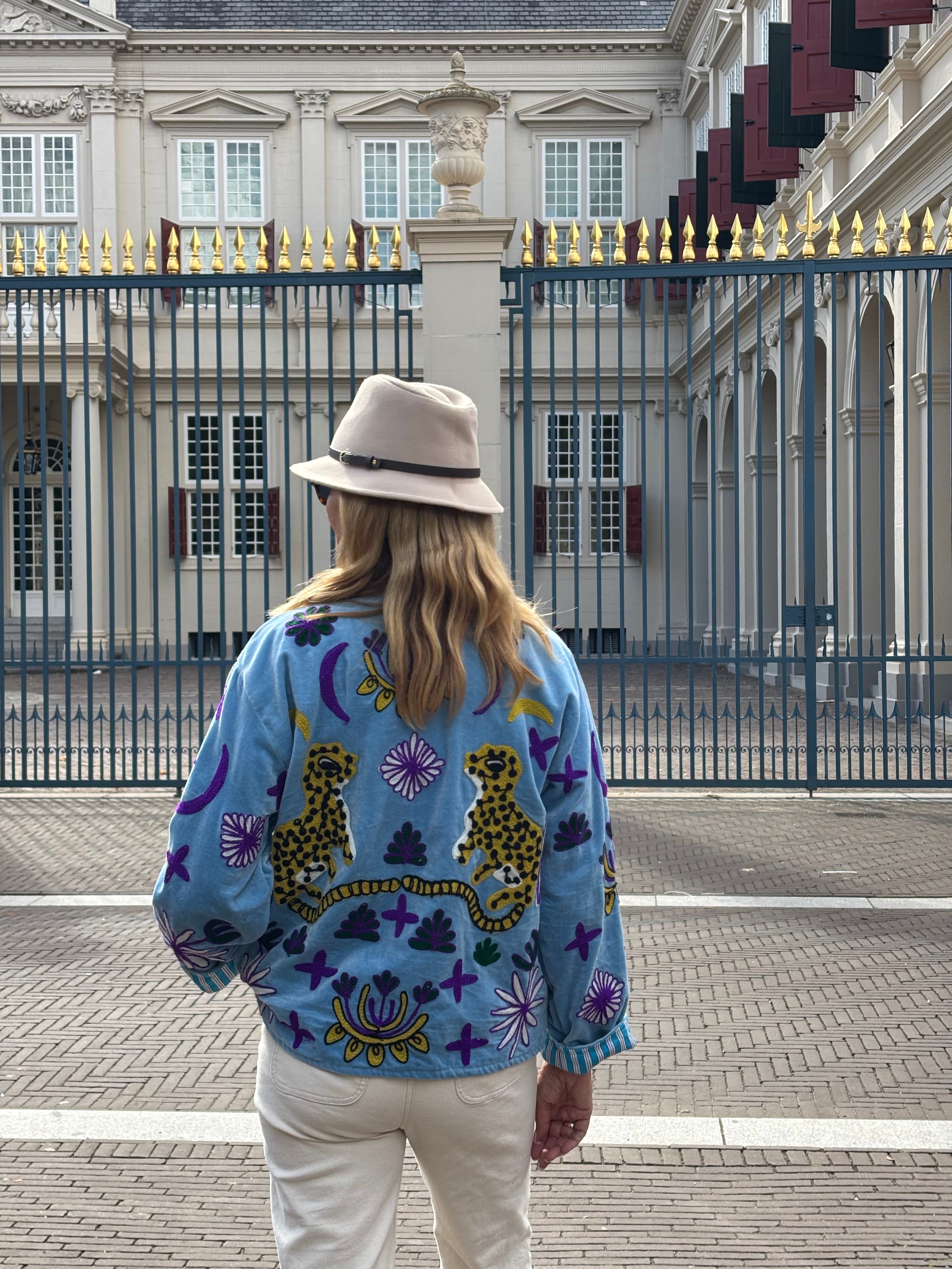 Jasje velvet light blue paars