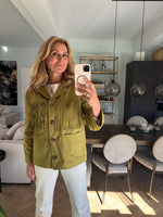 Coat fringe olive