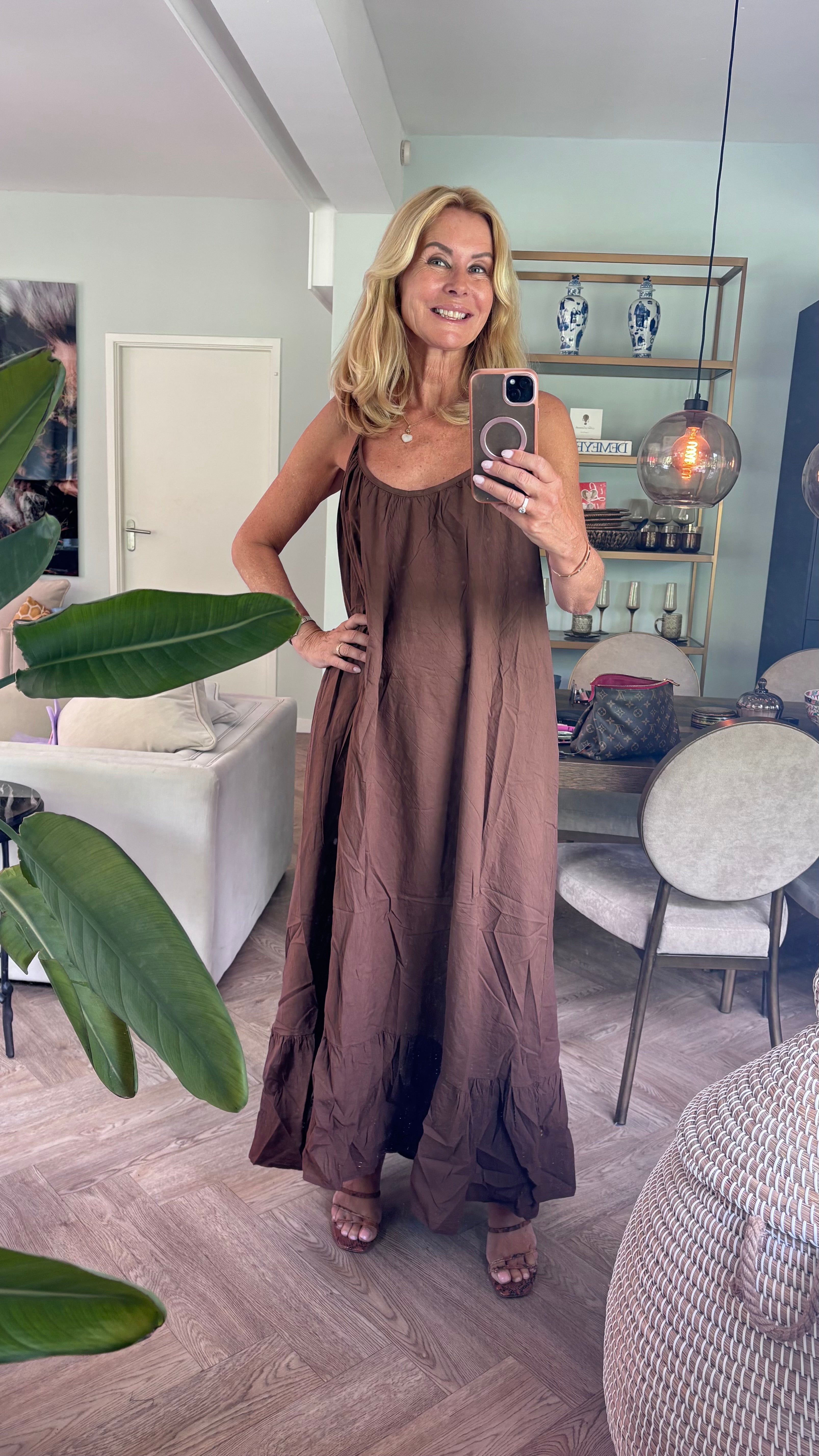 Jurk maxi bruin