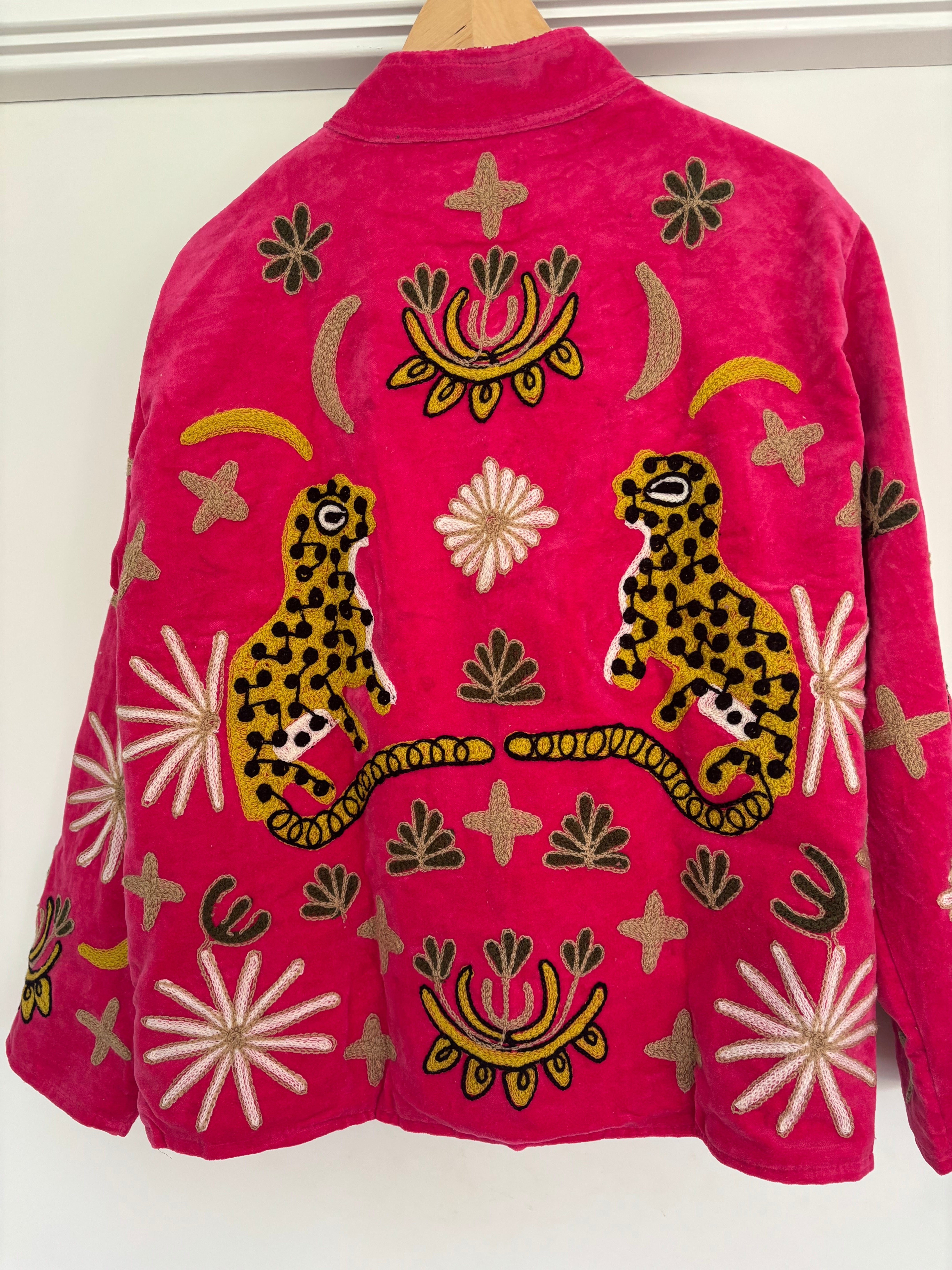 Jasje fluweel fuchsia tijger