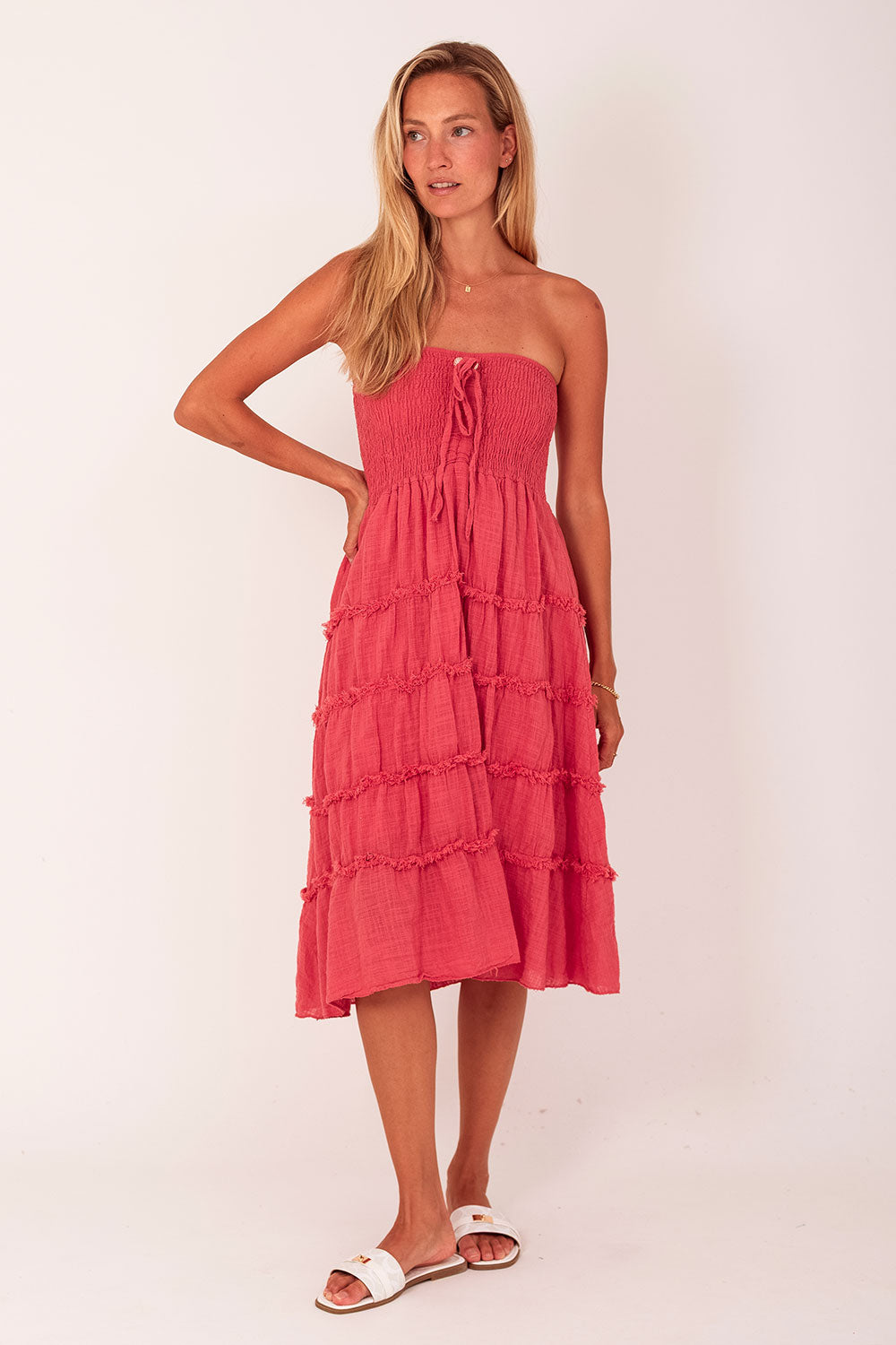 Dress strapless orange
